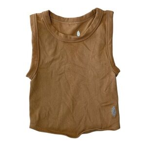 Free People Movement Free Throw Muscle Tank Brown Ribbed XS/S Crop Top Workout